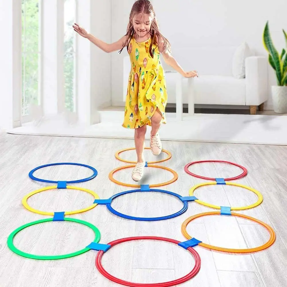 Children Brain Games Hopscotch Jump Circle Rings Set 28/38cm Kids Sensory Indoor Outdoor for Sports Entertainment Toy