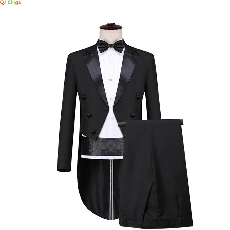Men's 100% Wool Navy Blue Cutaway Tailcoat Jacket With The Tail Suit Tuxedo With Tails Fashion Tuxedo For Men main image 1