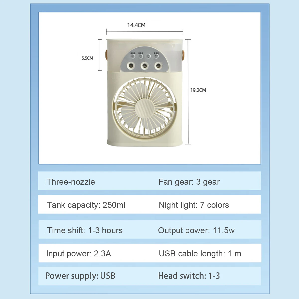 Spray small fan five hole humidification small refrigeration air conditioner mini fan water-cooled silent air cooler For 3 Speed插图1