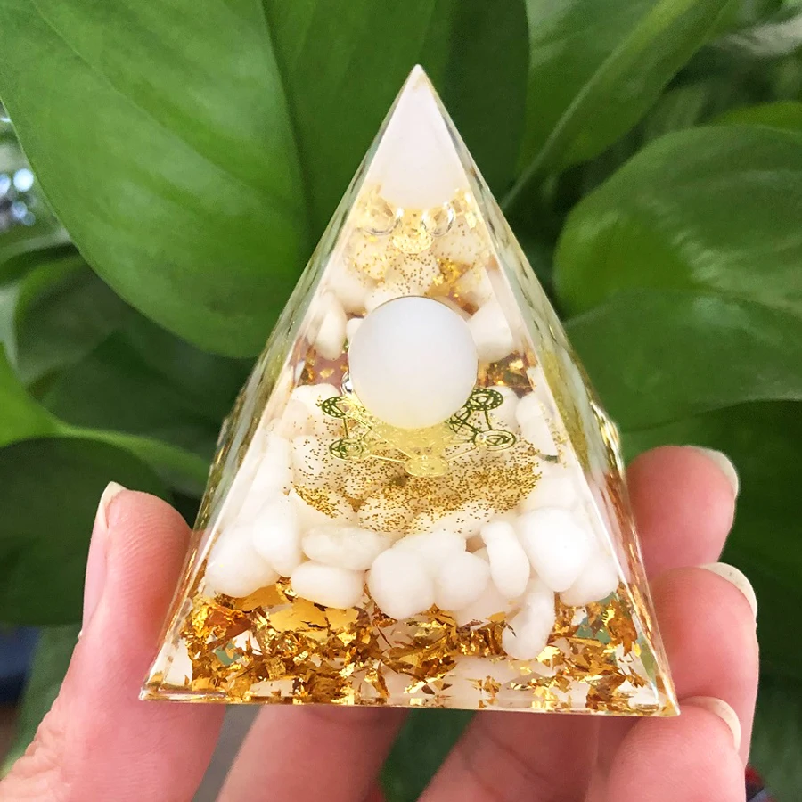 Orgonite Pyramid Energy Generator Amethyst Stone Pendulum Reiki Chakra Meditation Healing Crystals Tool Room Decorations