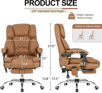 Kneading Massage Executive Office Chair with Heated,90-135° Reclining with Footrest,Ergonomic Desk Chair,Diamond-Stitched Cushio 3
