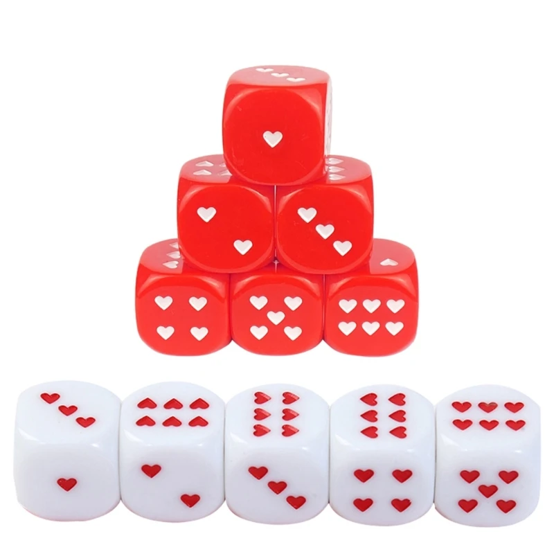 N0HA Classroom Colorful Dices Heart-shape Counting Board Game Toy Dices Party Tool