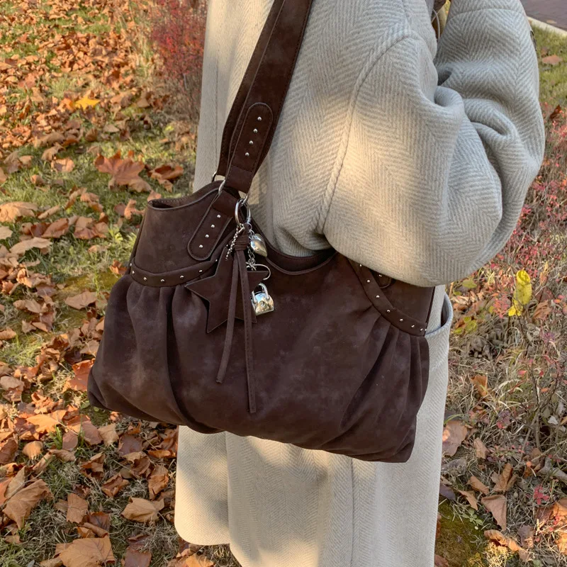 Women Retro Solid Color Pu Leather Shoulder Bag 2025 Winter Tote Bag Luxury Designer New Trend Brand Handbags