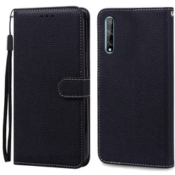 Luxurious Soft TPU Leather Flip Wallet Phone Case with Strap and Card Slots for Huawei Y8P (Black)