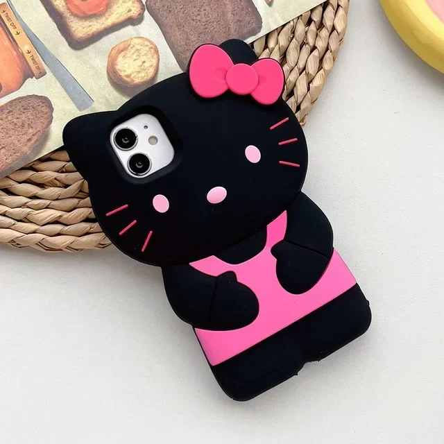 thumbnail image 1 of Sanrio Hello Kitty Cartoon 3D Bow Phone Case For iPhone 15 14 13 Pro Max 11 12 13 Pro MINI XR XS MAX Y2K Anti Fall Silicone Case, 1 of 5