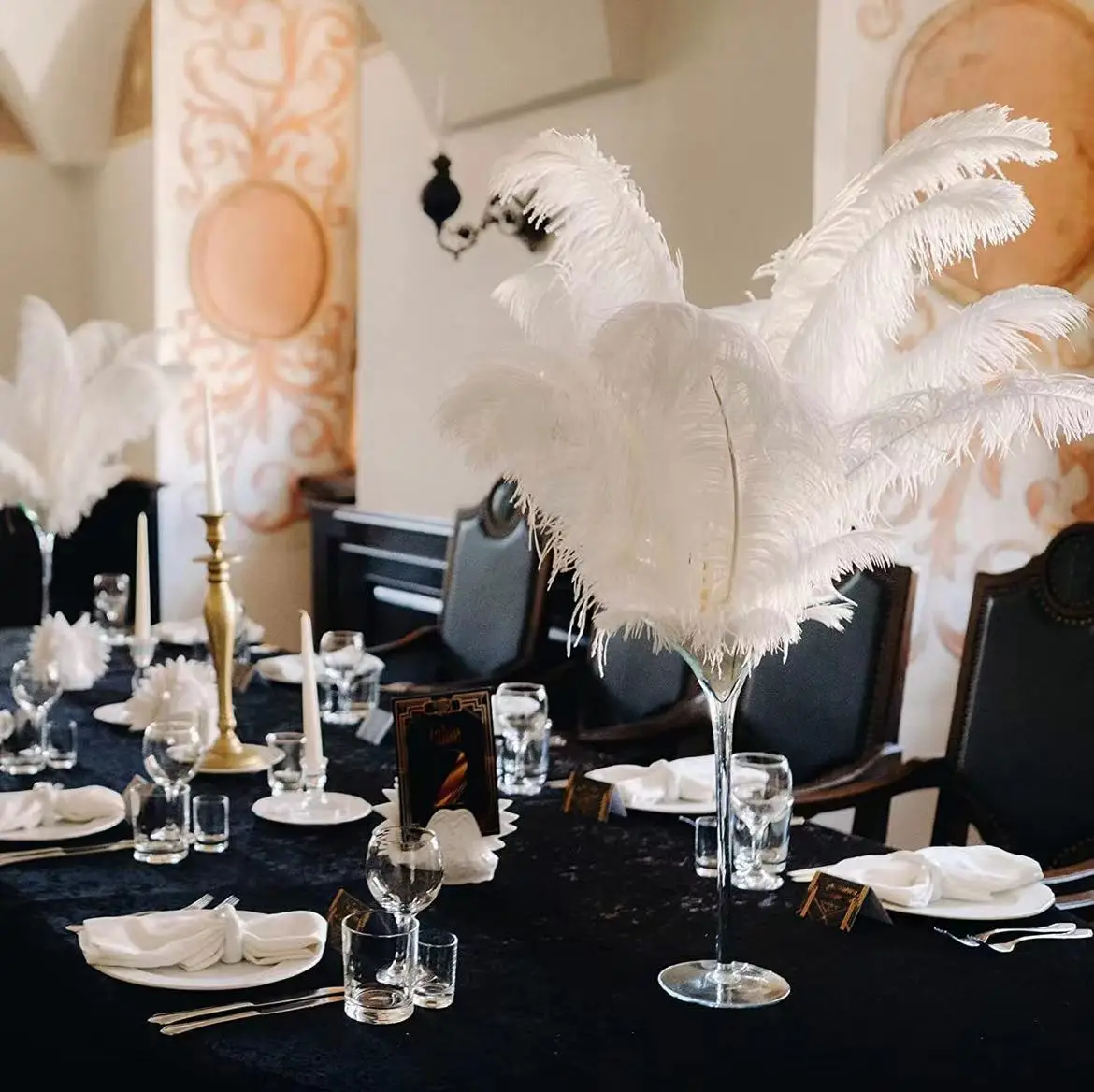 Colored Ostrich Feathers 15-60cm For Wedding Party Home Decor Table Centerpiece Decoration Crafts 10Pcs