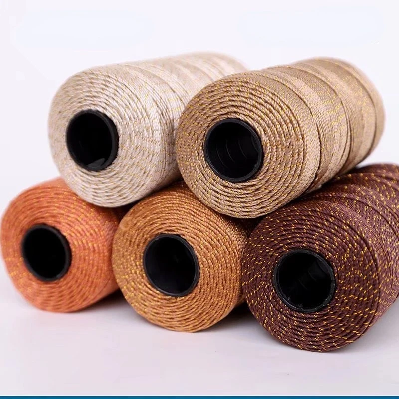 Gold three-ply silk wool 100g hand-woven crocheted summer hats baby slippers line