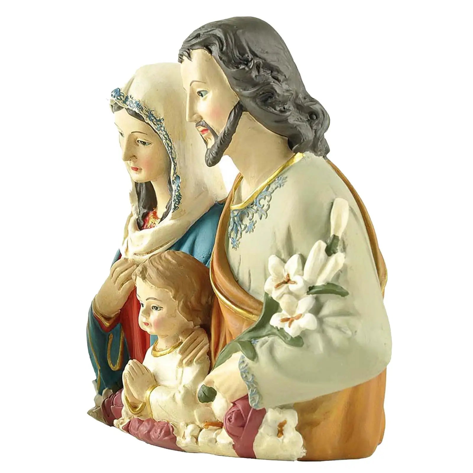 Resin 5" Holy Family Statue Religious Items Gift Handpainted Sculptures Countertops Decoration Ornaments