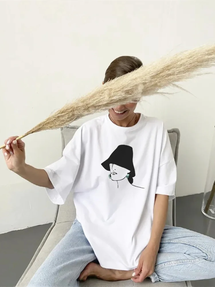 

Fashion Simple Funny Graphic T-shirts Women 2024 Summer Casual O-neck Short Sleeve Tees Versatile Tops Unisex