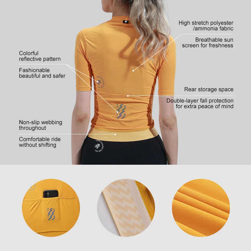 LAMEDA Summer Women's Cycling Short Sleeve Breathable Bicycle Top Sweatshirt UV-proof High-resilience Road Mountain Bike Clothes 3