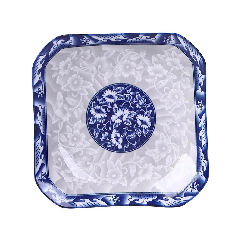Creative Ceramic Plate Sets Blue and White Porcelain Living Room Dinner Set Plates and Dishes Glaze Colored Breakfast Bread Dish