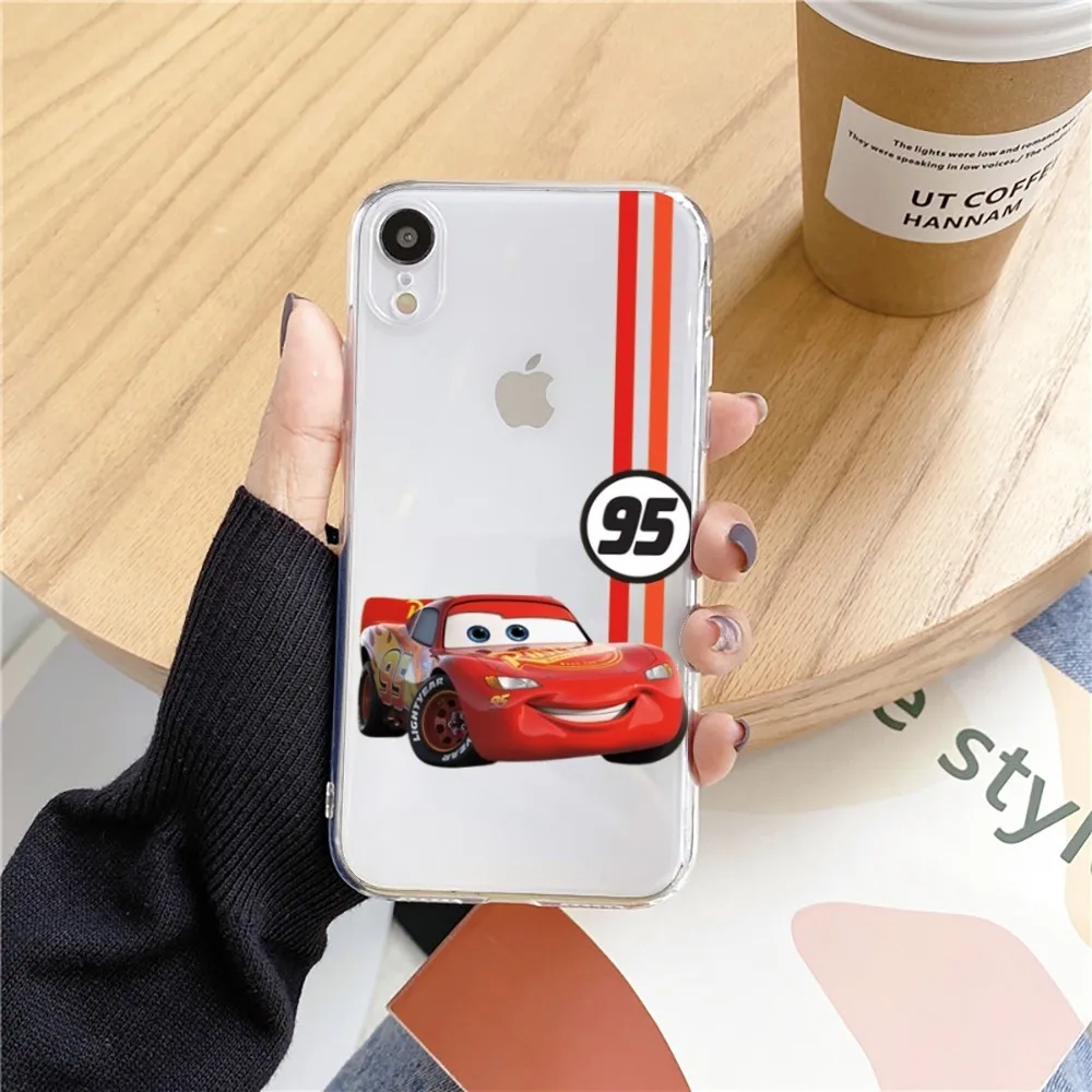 Cars L-Lightning M-McQueen Phone Case For Iphone 15 11 13 14 Pro Max 7 8 Plus X Xr Xs Max Se2020 12mini Transparent Cover