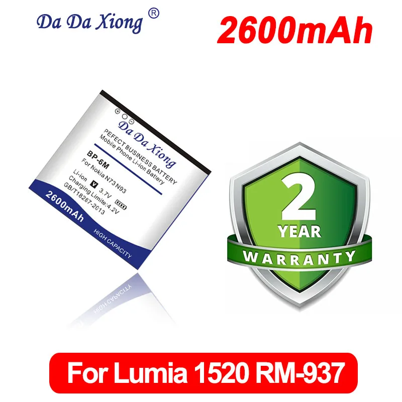 Dadaxiong Batteria Originale 2600Mah Bp-6M Per Nokia N73 N77 N93S 6151 6233 6234 6280 6288 9300 9300I Telefono Bateria