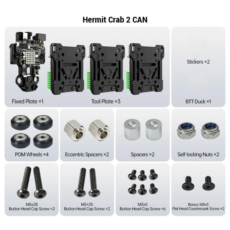 

Hermit Crabbed CAN 3D Printers Upgraded Pom Sliders Plate Hotend Tool Head Filaments Break Detection for MK8 CR6