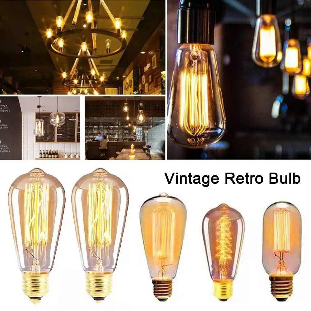 

Warm White Antique Incandescent Screw connector E27 holder Decoration Vintage Retro Bulb Glass Edison Lamp Filament