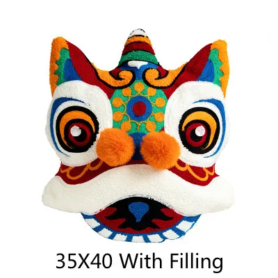 Description Picture 2 of itemDUNXDECO Cushion Cover Decorative Pillow Joy Chinese Traditional Dance Lion Embroidery Cushion Cover Sofa Chair Bedding Coussin