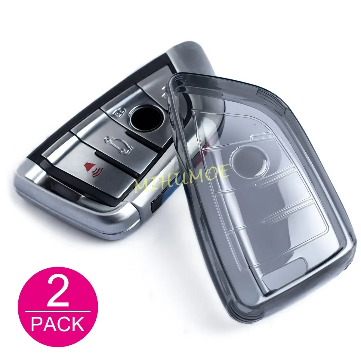 Sleek Black Transparent Key Fob Cover and Keychain