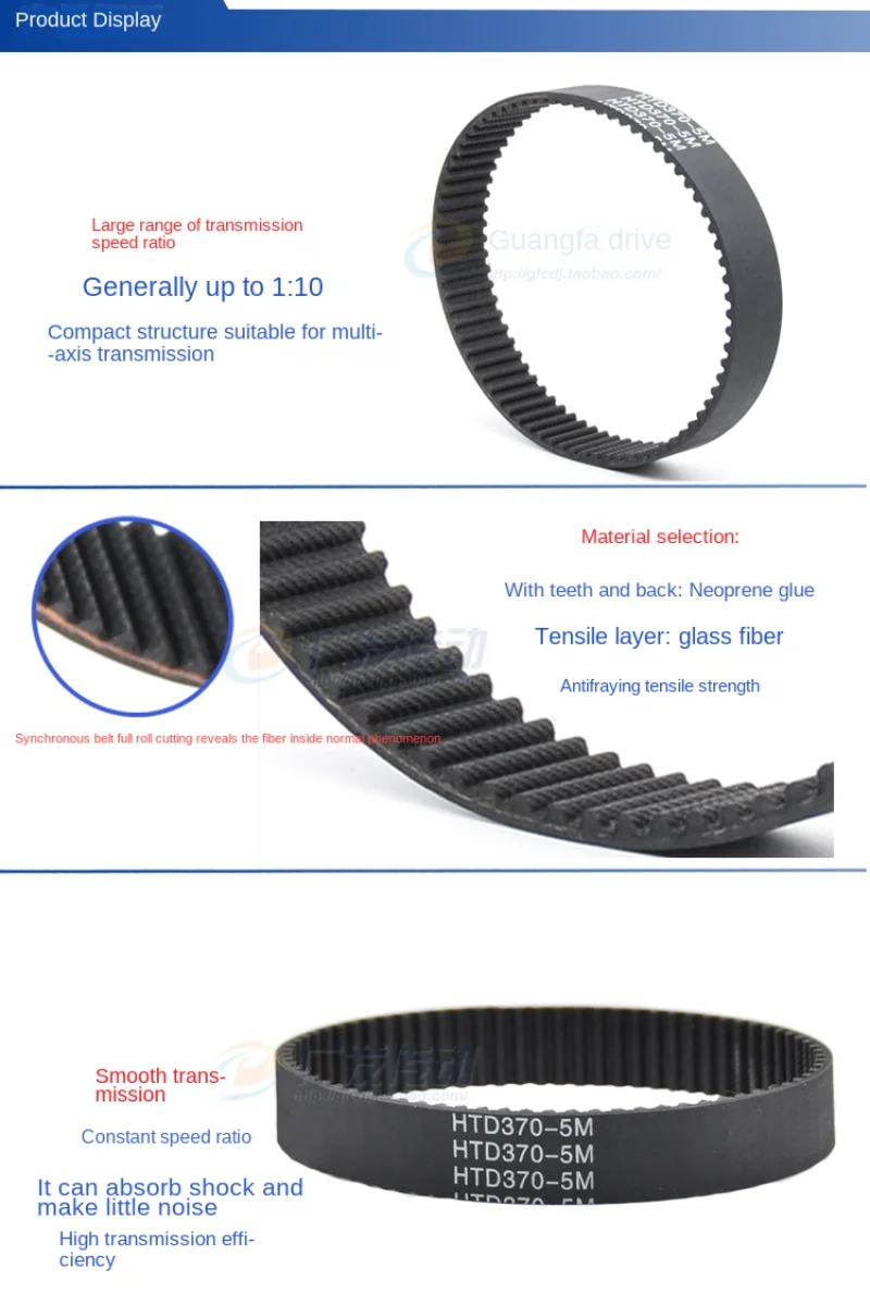 Rubber Belt for GKTOOLS 5M Width 10/15/20/25/30mm Closed Loop Rubber Timing Belt Length 375/380/385/390/395/400/405/410/415/420mm Rubber Belt Transmission Drive Belt Synchronous Belt
