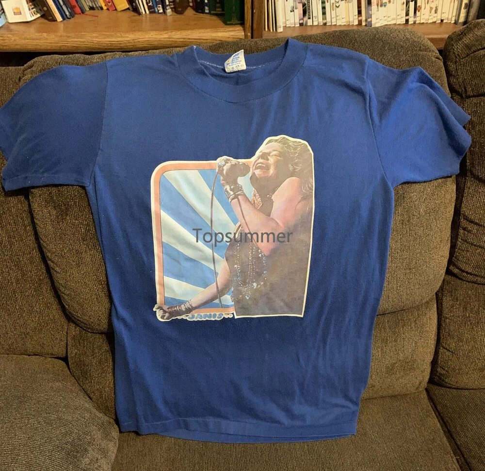 

Vintage Janis Joplin T-Shirt Size Adult M Single Stitch Blue Color