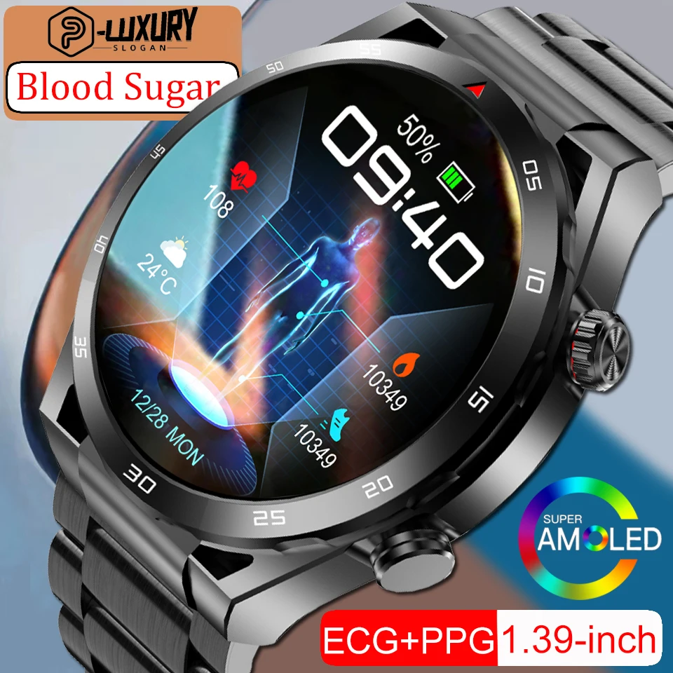 

2023 New Blood Glucose Monitor Health SmartWatch Men ECG+PPG Blood Pressure AI medical diagnosis Waterproof Sport Relojes Hombre