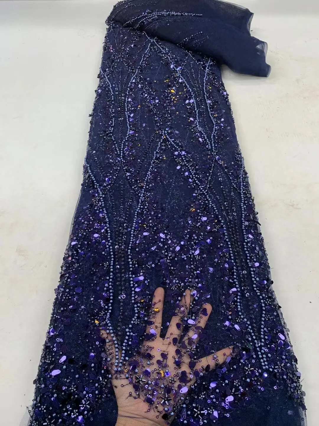 

Sequin Lace Fabric French Tulle African beads Lace Fabric S-13085210 Nigerian Lace Fabric For Party