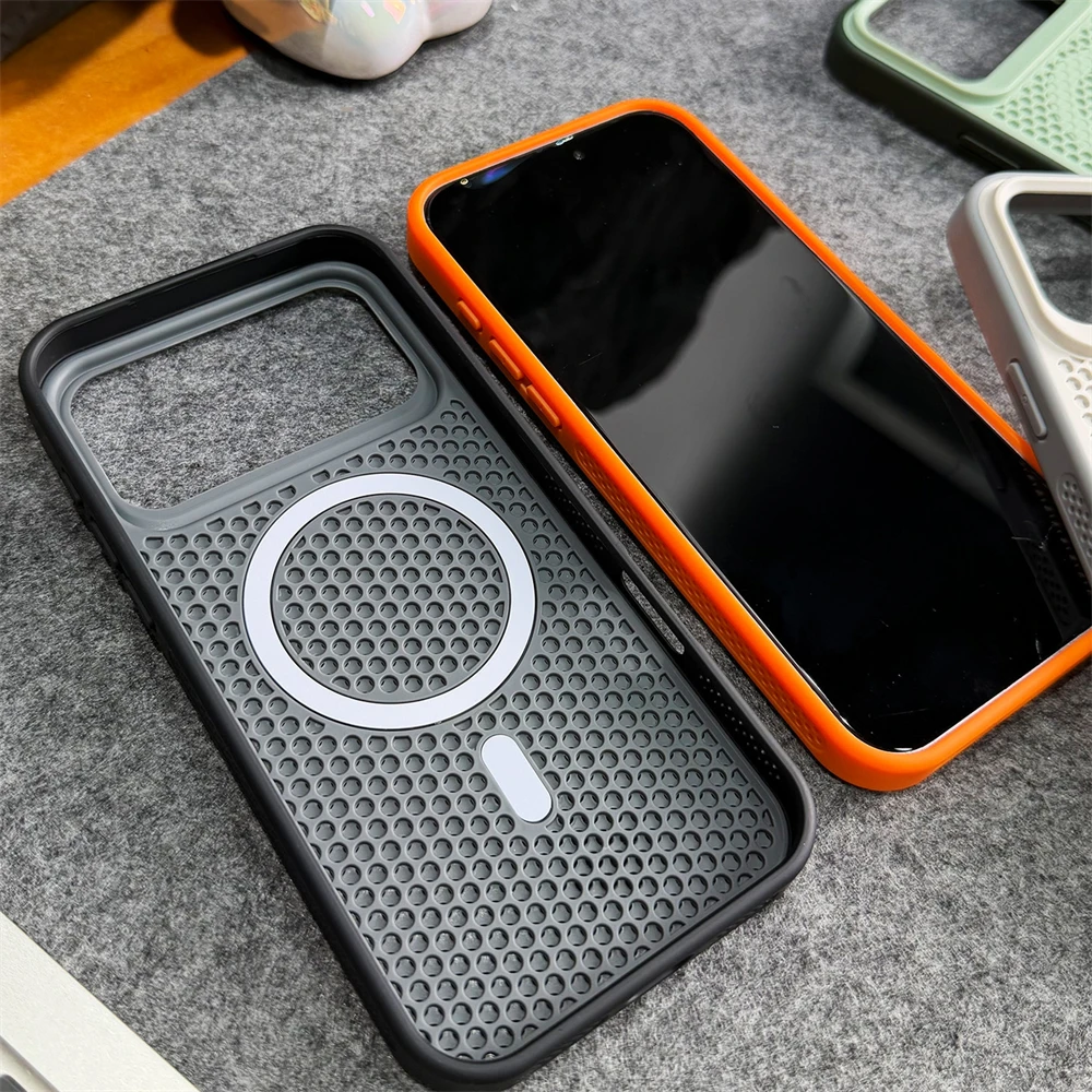 Honeycomb Heat Dissipation Shockproof Case with Magsafe-Compatible Magnetic Breathable Cover