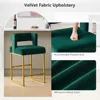 Velvet Bar Stools Set of 4 Counter Height Stools 26" Bar Chair Kitchen Island Chairs with Back Padded Seat Gold Metal Legs 3
