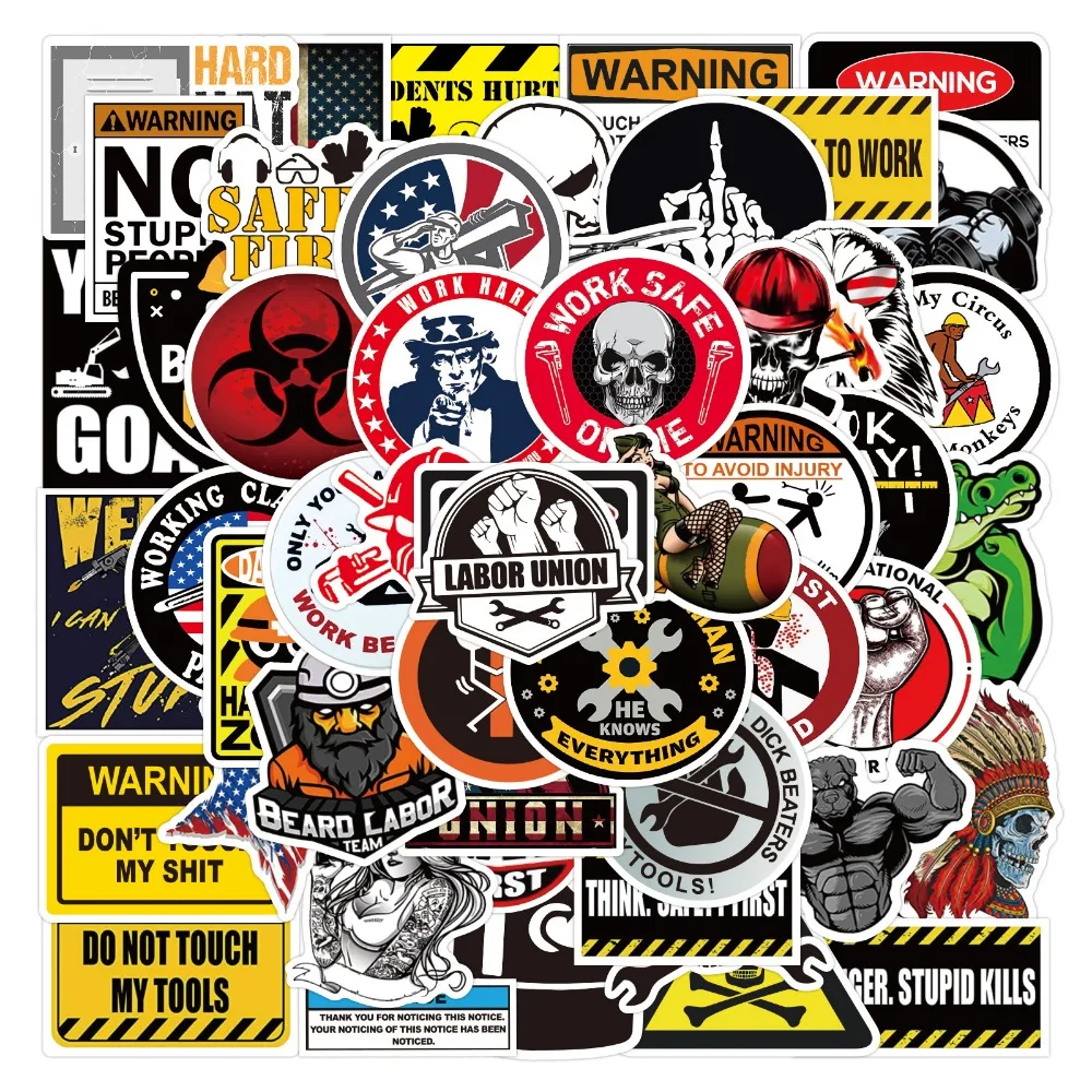 Label stickers 10/25/50pcs Mixed warning sign Graffiti stickers Decals for Skateboard Motorcycle helmet Phone Laptop Suitcase Notebook