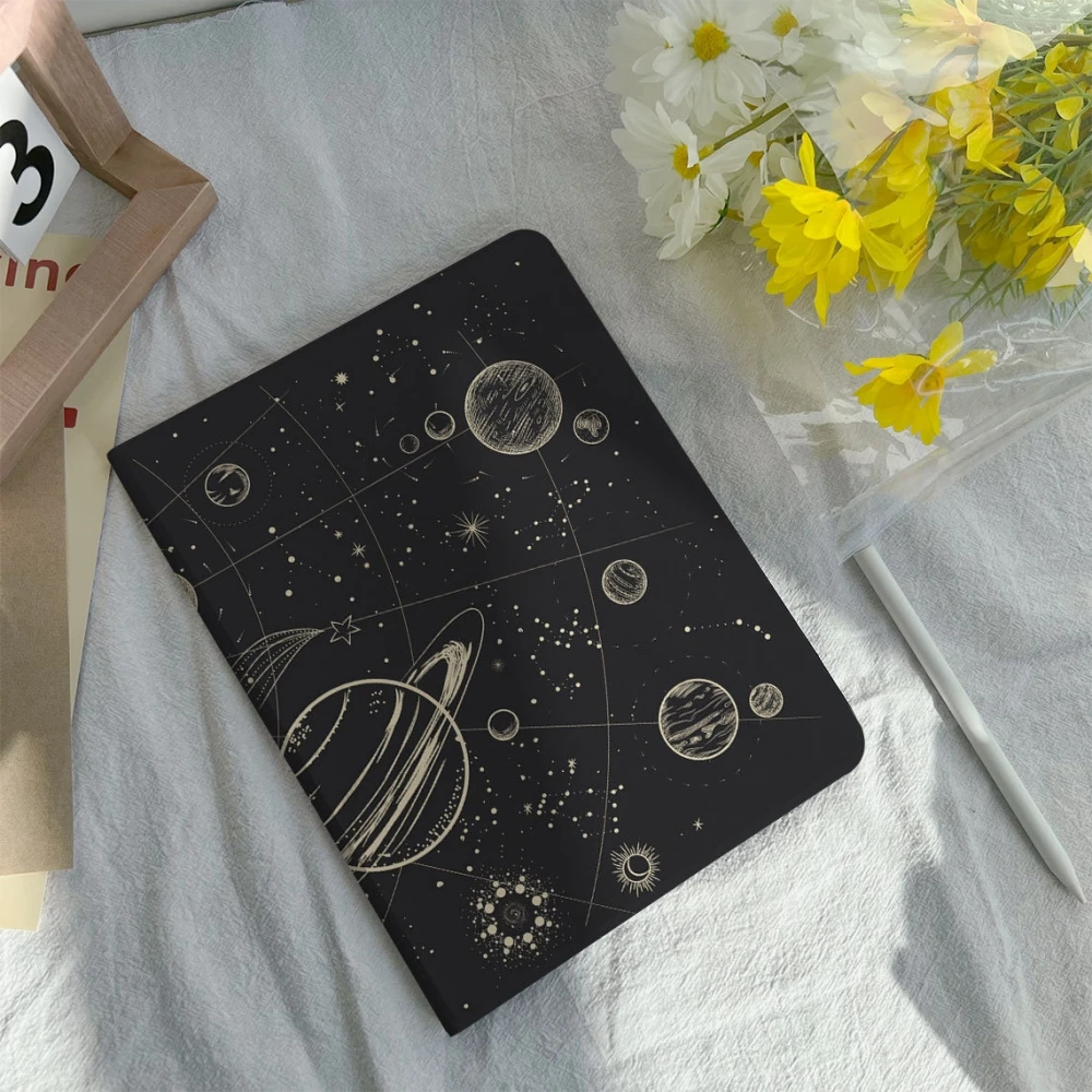 Estojo Estrela Planeta Espacial com Porta Lápis Capa Funda para Novo Ipad Air 5th 4th 10.9 Pro 11 10.2 9th Air3 Pro 10.5 10th 2023