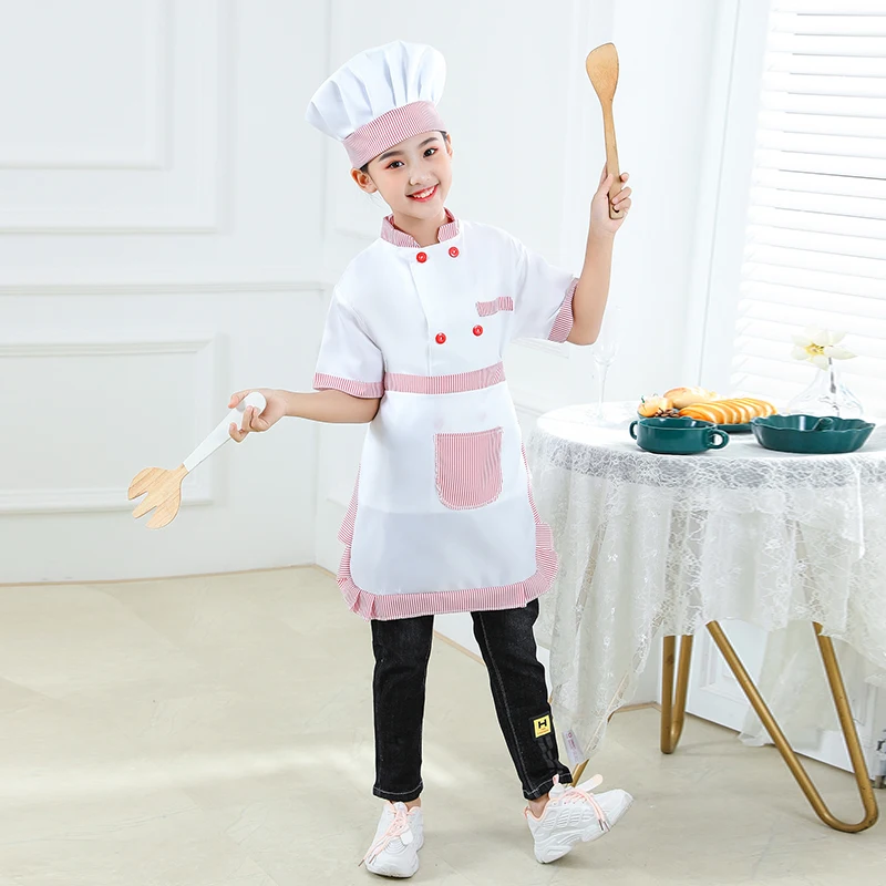 Kid Costume for Chef Uniform Jacket Children Cosplay Kitchen Restaurant  Clothing Kindergarten Performance Boys Girls Clothes Set