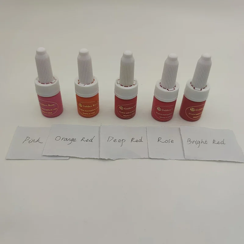5Ml/bottle Golden Rose Micro Pigment Permanent Makeup Tattoo Ink Microblading Eyebrows Lips Tattoo Lipstick Pigment Ink Set