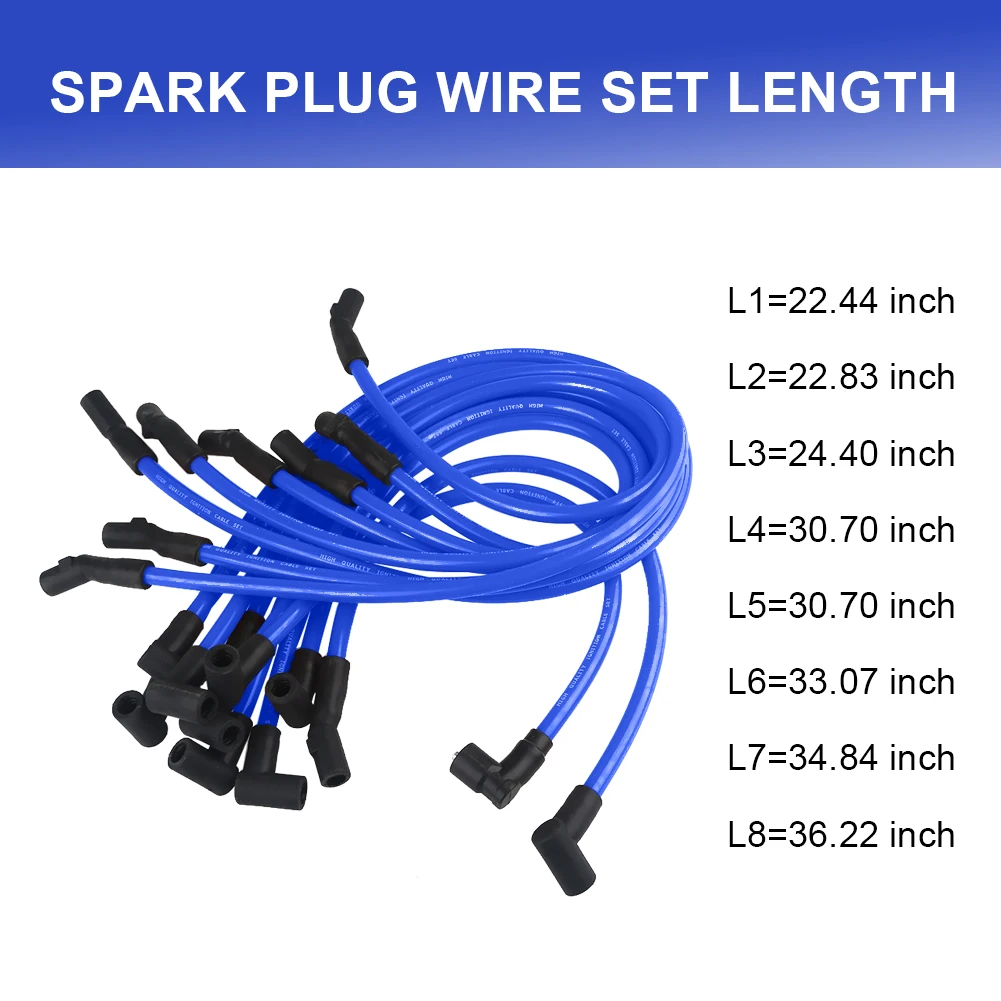 Ignition Wires High Performance Blue 10.5mm Spark Plug Wires For Ford F-150 F150 Mustang 5.0L 5.8L SBF 302 289