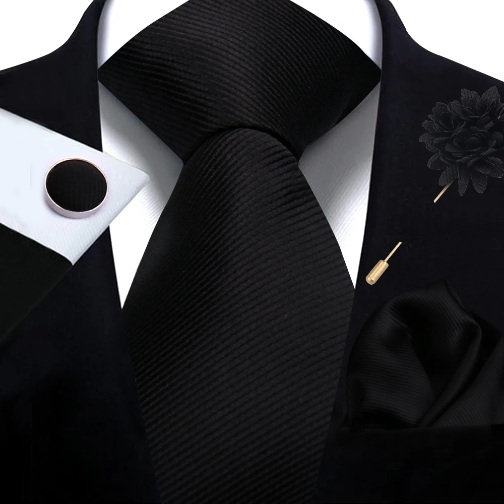 Silk Tie Set Wedding Ties 100% Silk Solid color Ties Set For Men Wedding Gift Neck Tie Set Accessories