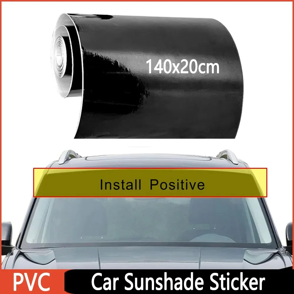 Gloss Black Sun Strip Universal Car Van Windscreen Sunstrip 140 X 20CM