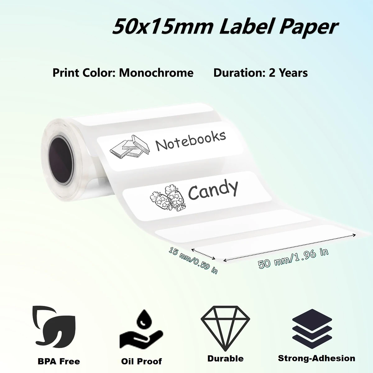 57mm Self-Adhesive Printable Sticker 15mm/30mm Labels Direct Thermal Labels Stickers for Pocket Thermal Printer