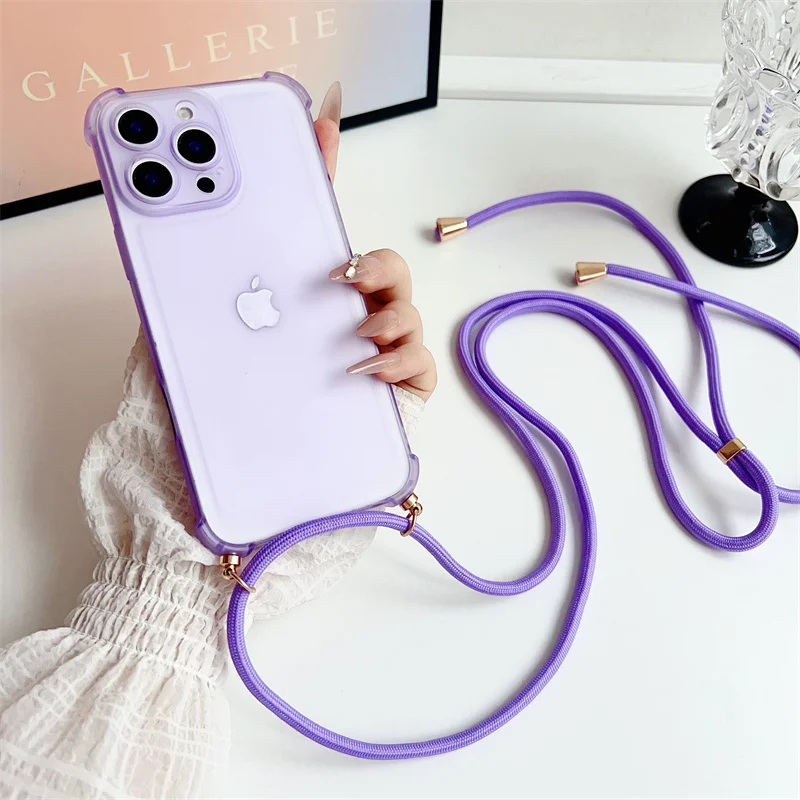 Crossbody Adjustable Lanyard Strap Phone Case with Soft Cover