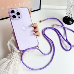 Crossbody Adjustable Lanyard Strap Phone Case with Soft Cover - iPhone 12 Pro (Purple)