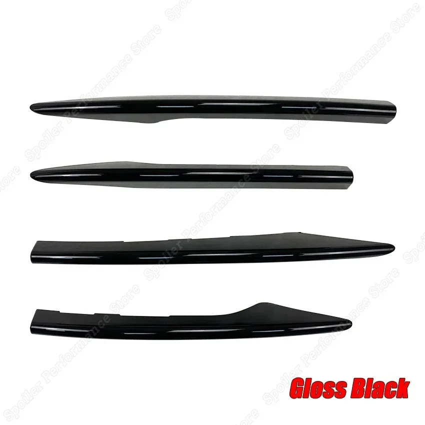 메르세데스 벤츠 E 클래스 W213 E260 E300 E53 2021-2023 + 프론트 범퍼 립 에어 벤트 트림 스포일러 스플리터 글로스 블랙 바디 키트