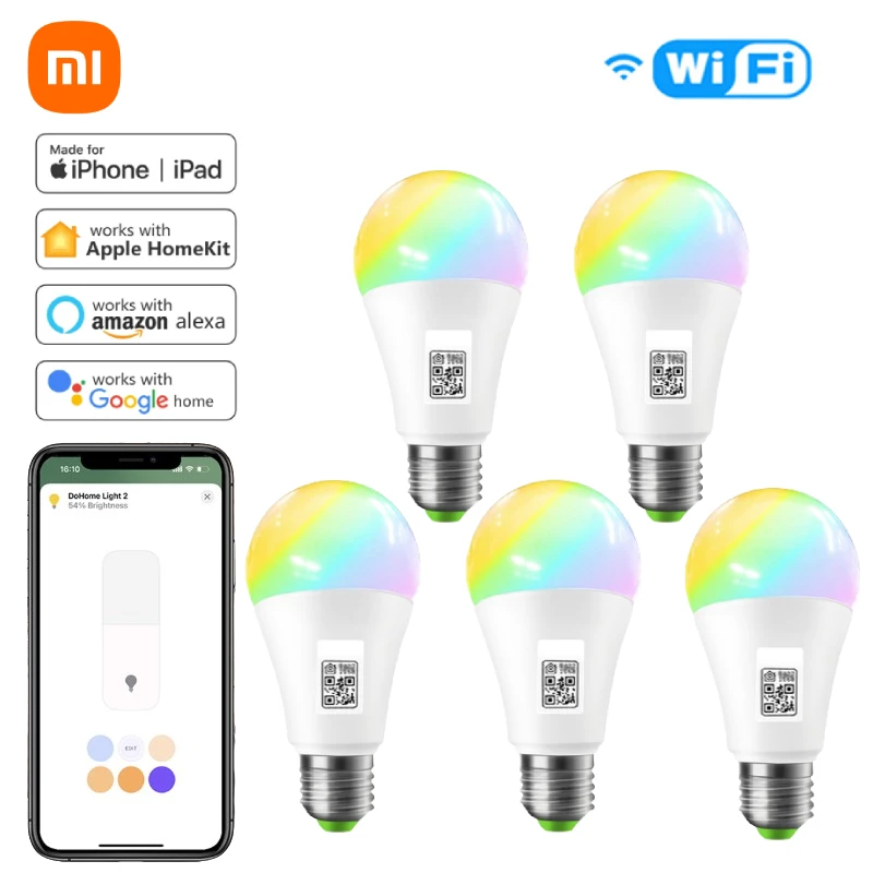 Xiaomi Homekit Led Smart Wifi Lampadina E27 Lampada Lampadina Led Dimmerabile Multicolore Con Siri Alexa Google Smartthings Alice