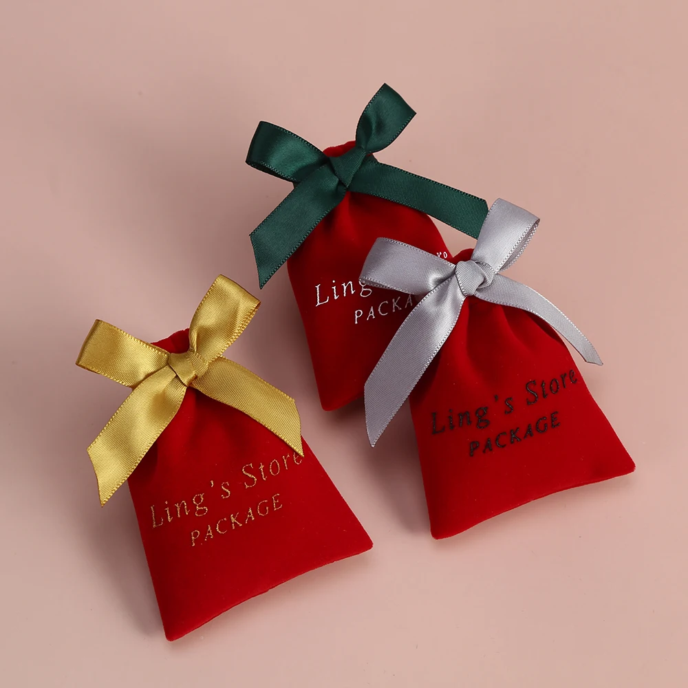 50 Stück Festliche Samtbeutel mit Eigenem Logo für Schmuck, Geschenkverpackung, Aufbewahrung von Ringen, Ohrringen, Armbändern und Anhängern – Detail 9