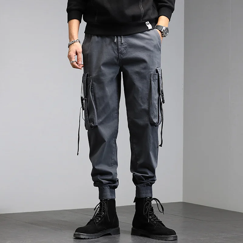 Single Road Mens Cargo Pants Men 2022 Baggy Hip Hop Ribbon Fashion Techwear Joggers Male Trousers Streetwear Casual Pants Men black khaki pants