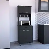 Della 60 Kitchen Pantry with Countertop, Closed & Open Storage Black 1