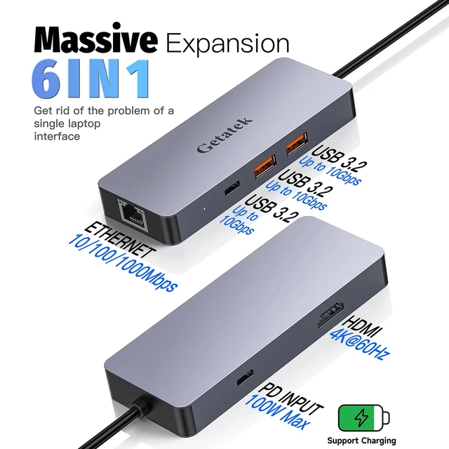 Концентратор FORIDA USB C 3.2 с 4K при 60 Гц HDMI на Type C PD Зарядная док-станция 10 Гбит/с для ноутбука MacBook Air Dell HP Samsung 2