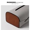 Light luxury Leather&Wooden Tissue Box Home Decor Living Room Paper Box Office Bedroom Hotel Napkin Holder Storage Organizer 5