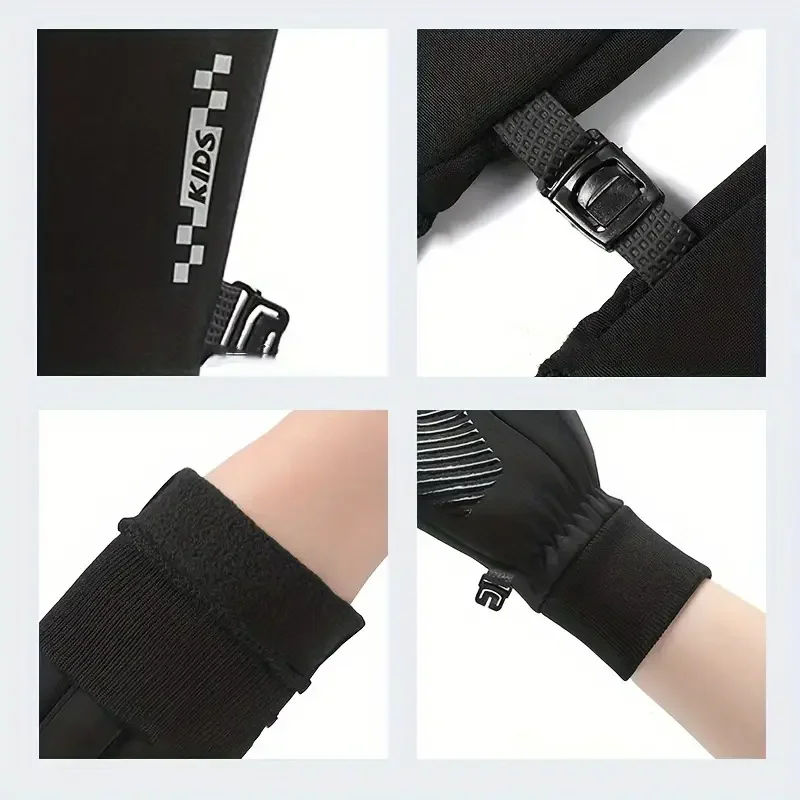 Youngsters' Winter Gloves Thick Fleece-Lined for Boys & Girls Windproof & Waterproof,Perfect for Outdoor Sports,Cycling & Hiking 6