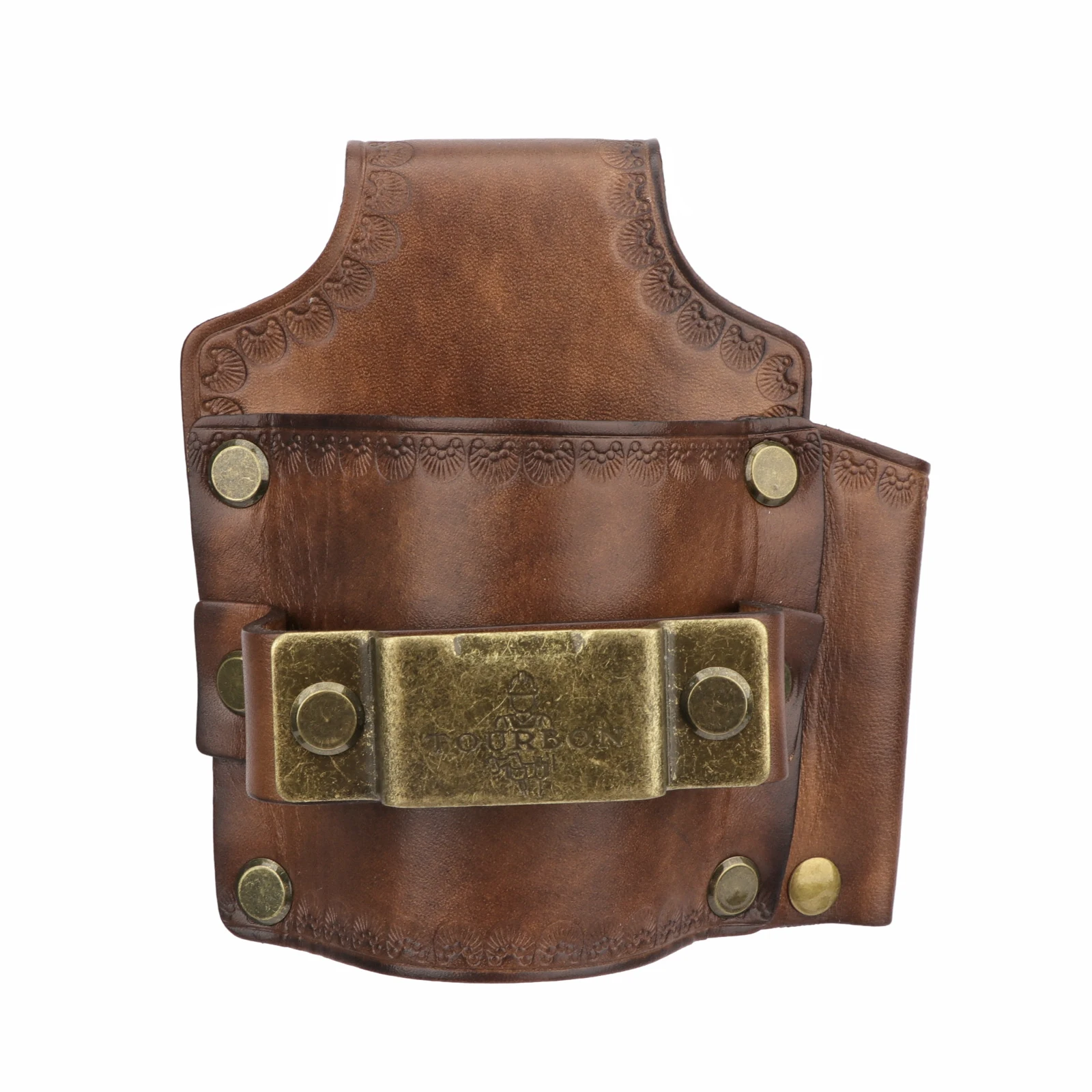 Tourbon Leather Tools Pouch with Belt Loop Heavy Duty Tape Measure & Hammer Holder Pencil Carrier Brown