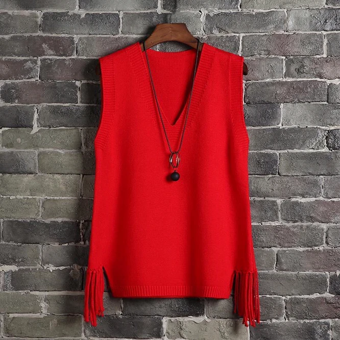 

Women Sweater Vest Spring 2021 Autumn Women Short Loose Knitted Sweater Sleeveless Ladies V-Neck Pullover Tops Female Outerwear