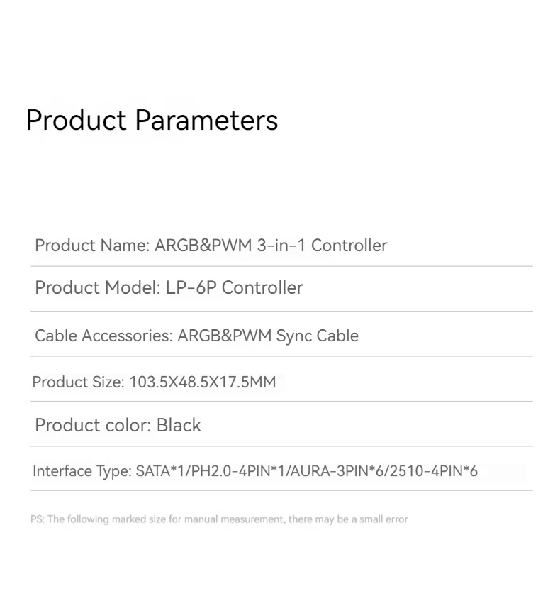 TEUCER LP-6P ARGB PWM HUB 3 IN 1 Controller 6 Way Splitter 4Pin PWM PC Case Cool