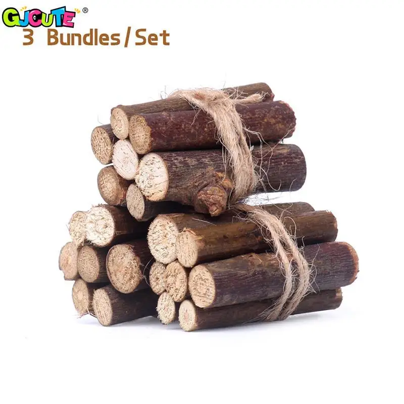 1Pc or 3 Bundles/Set Dollhouse Miniature Bonfire Firewood Model Living Scene Decor Kids Pretend Play Toy Doll House Accessories 2