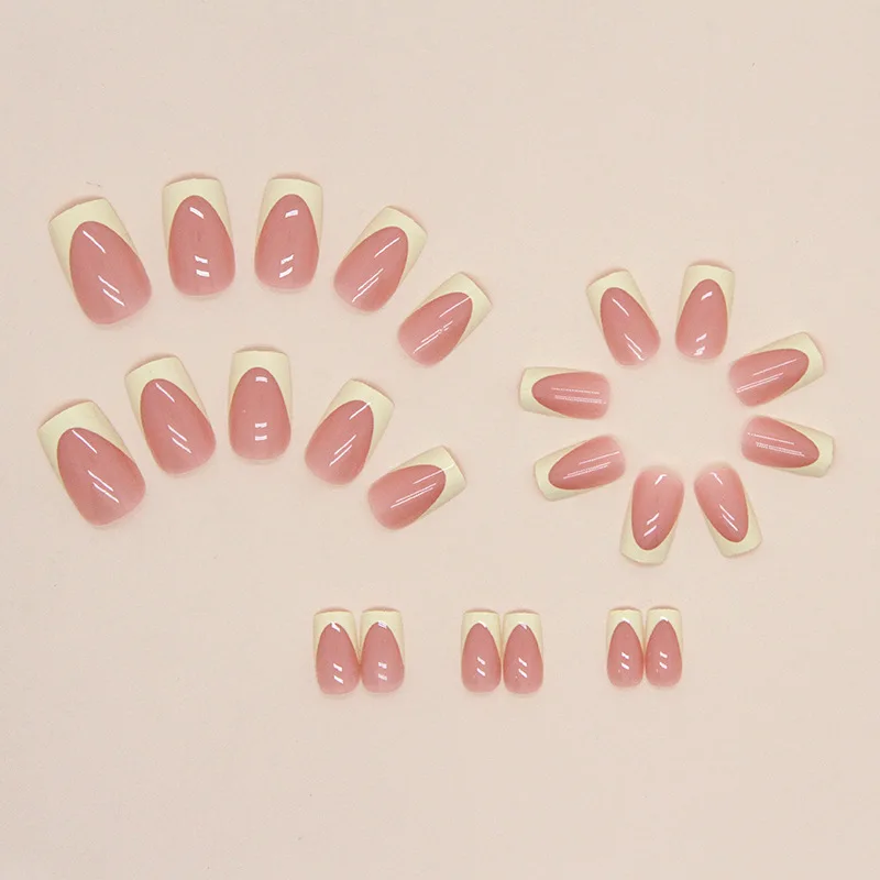 False Nails Short French Minimalist Press On Set With Nail File_voghion.com